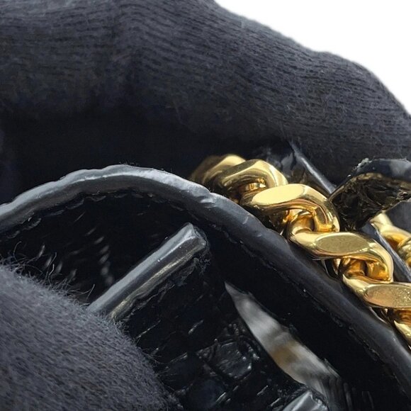 SAINT LAURENT PARIS Sunset ChainShoulder Bag Croco embossed leather Black 442906 - Picture 9 of 15